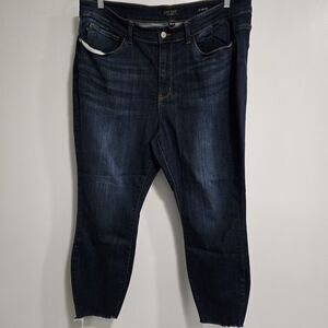Judy Blue Plus Size 22W Medium Blue Stretch Skinny Fit Jeans Raw Hem 40x27